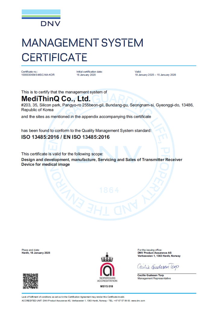 06.01.2020 M149 MediThinQ Co. Ltd ISO 13485 Na Uy
