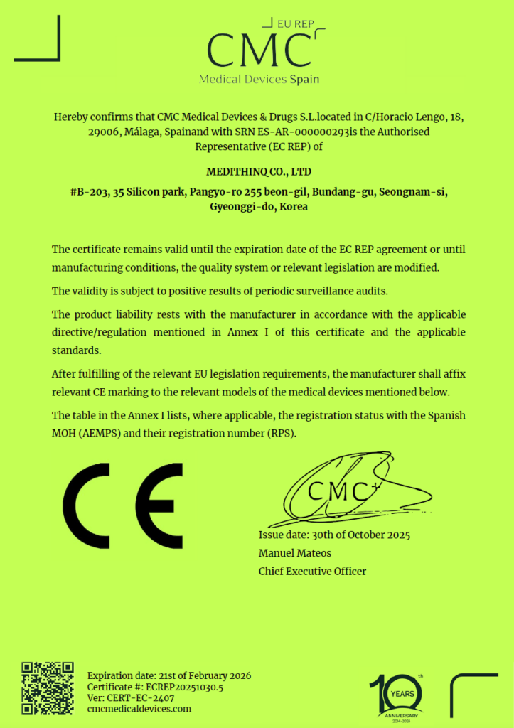 30.10.2025 Chứng nhận MEDITHINQ CO. LTD 3683 EC-REP tại Châu Âu